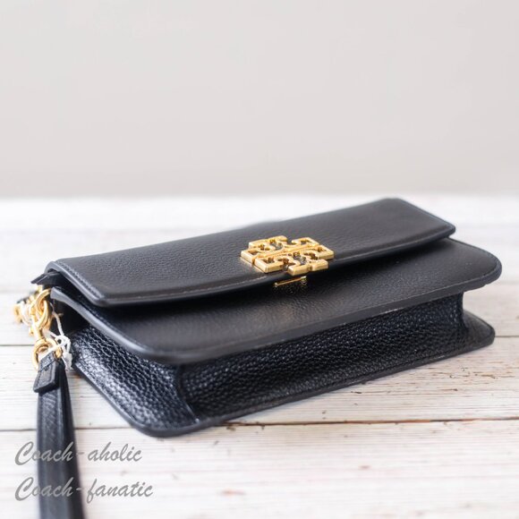 NWT Tory Burch Britten Chain Wallet with Wristlet Leather Crossbody in Black - Picture 9 of 12